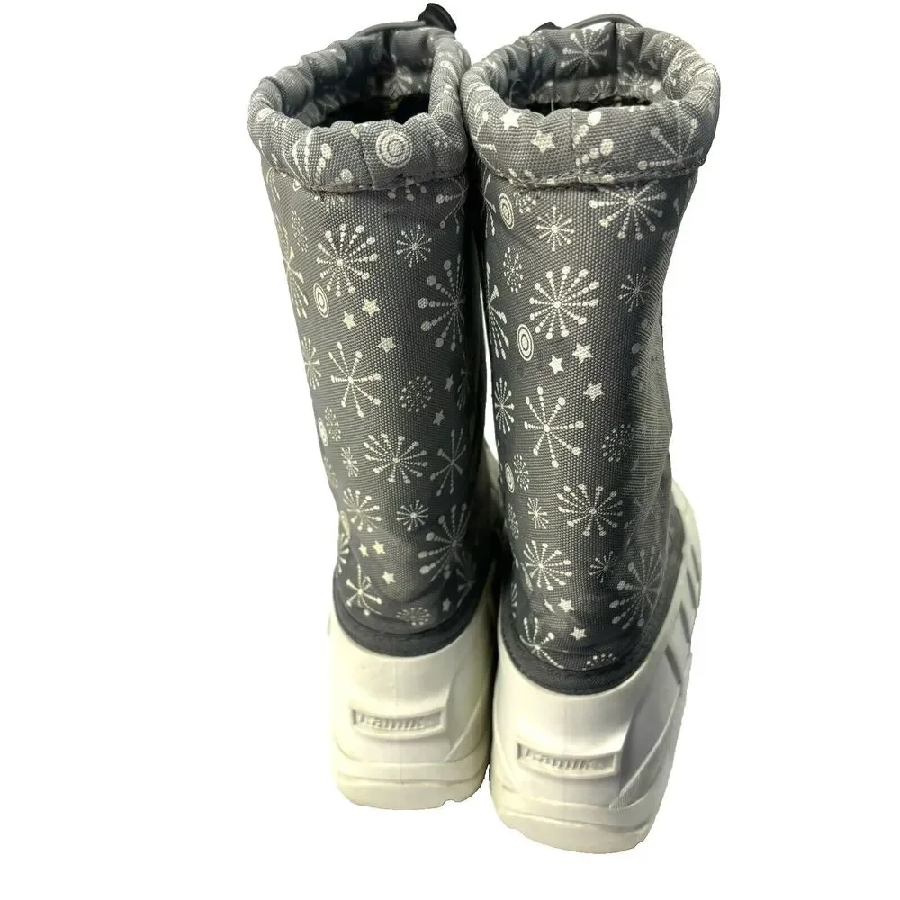Kamik Winter Snow Boots Youth Girls Size 6 Snowridge White Gray Wool Insulated